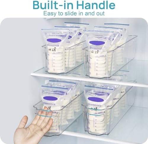 Vtopmart 4Pcs Clear Breastmilk Storage Bags Container in Freezer Fridge