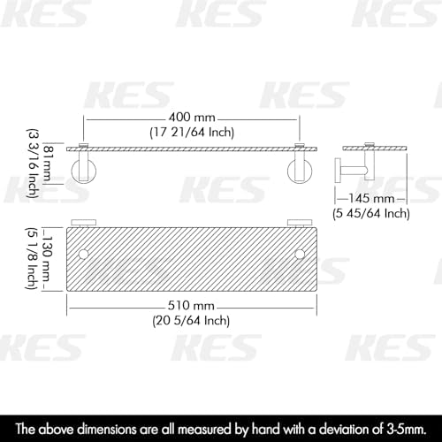 KES Glass Shelf for Bathroom, 20-Inch, 3 Pack, Brushed Finish