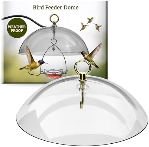 Birds Choice Red Bird Feeder Dome | 10.5" Rain Guard Cover for Hanging Bird Feeders | Outdoor Weather Guard to Help Keep Seed Dry | Domed Acrylic Outdoor Weather Guard for Hanging Feeders to Keep Seed Dry, Heavy-Duty Chrome-Plated Hanger and Hook