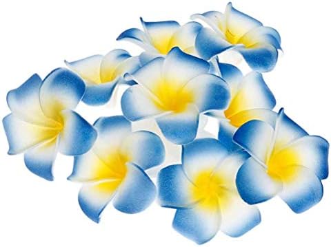 Pursuestar 100Pcs White Foam Hawaiian Frangipani Artificial Plumeria Flower Petals Cap Hair Hat Wreath Floral DIY Home Wedding Decoration 5cm