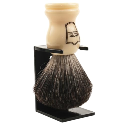 Parker 100% Black Badger Bristle Shaving Brush with White Handle