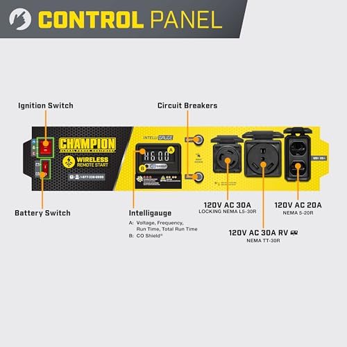 Champion Power Equipment 4375-Watt Wireless Remote Start RV Ready Portable Generator with Free 3-Year Warranty
