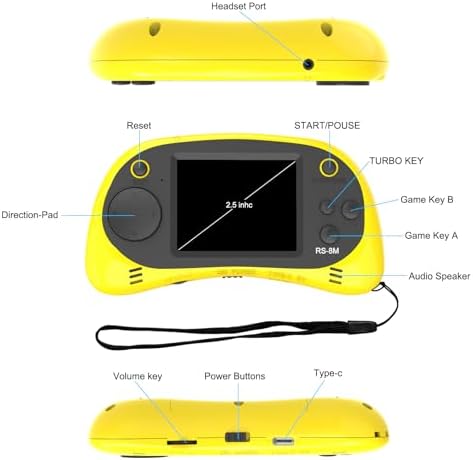 Kids Handheld Portable Video Game Player with 200 Games - 16 Bit 2.5 Inch Screen Mini Retro Electronic Machine for Boys Girls