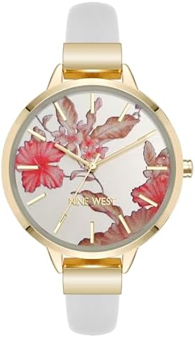 Nine West Women's Floral Dial Smooth Strap Watch