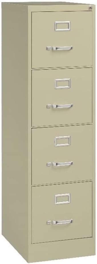 Scranton & Co 22" 4-Drawer Metal Letter Width Vertical Filing Cabinet in Beige, Lockable, Sturdy Steel Construction, Office or Home Use, Durable Letter Size File Storage