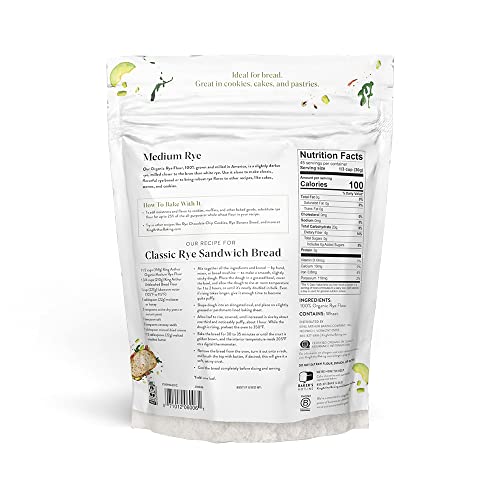 King Arthur Organic Medium Rye Flour - 3 lbs for Complex Flavorful Breads & Baked Goods - 100% US Grown & Milled - Non-GMO Project Verified - Robust