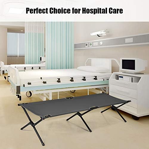 GYMAX Folding Camping Cot, Heavy Duty Portable Military Cot with Oxford Fabric