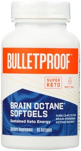Bulletproof Brain Octane Softgels, 60 Count - 100% Pure C8 from Coconut | Pure C8 MCT Oil for Sustained Energy