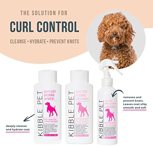 Kibble Pet Dog Shampoo Silky Coat Vanilla Natural Argan Pet Wash 13.5 oz – Hypoallergenic Professional Cleansing Shampoo with Coconut Oil and Aloe