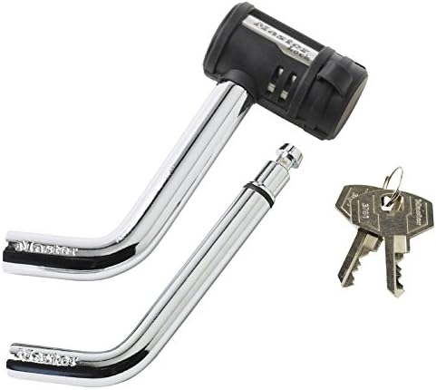 Master Lock Receiver Lock, 1/2 in. and 5/8 in. Swivel Head, Weather Resistant Trailer Coupler Locking Hitch Pin with Keys for Protecting Trailers, RVs