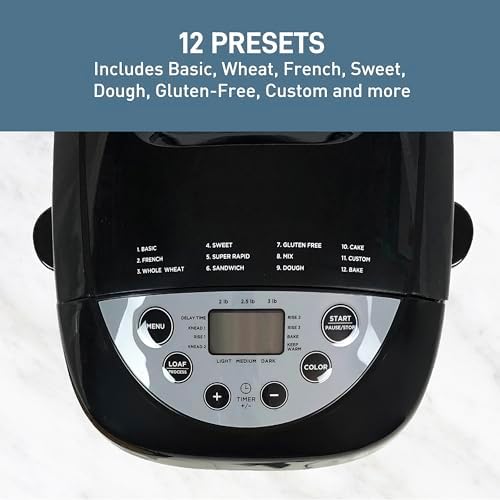 West Bend Hi-Rise Bread Maker Machine Programmable 12 Programs Including Gluten Free & 3 Loaf Sizes and Crust Colors with Traditionally-Shaped