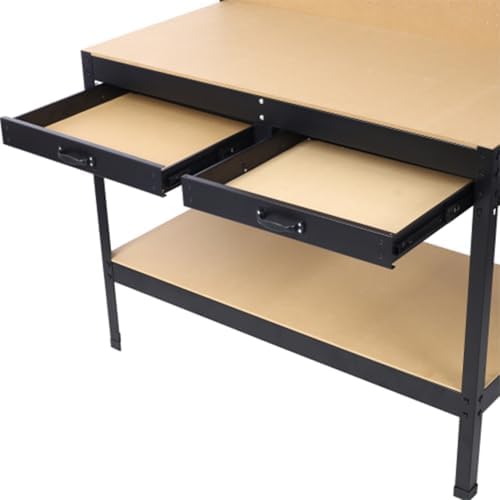 Heavy-Duty Steel Workbench with LED Light, 59'' Tool Storage Bench with Power Outlets & USB Ports, 200 lbs Capacity