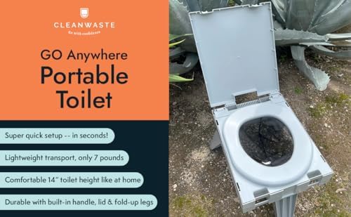 Cleanwaste GO Anywhere Portable Folding Toilet - Plus Bonus Original Wag Bag Kit