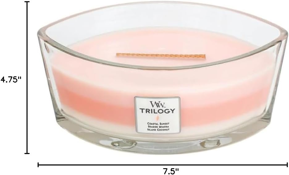 WoodWick Café Sweets Trilogy Holiday Candle Gifts for Women and Men, 9.7 oz Medium Hourglass Trilogy Candle with Crackling Wick