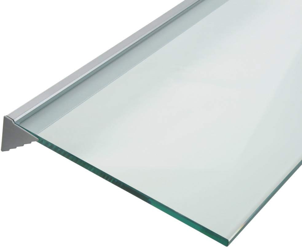 LTL Home Products GL9020CLKIT Wallscapes Glacier Floating Glass Wall Shelf Kit, 8" x 36", Clear Glass