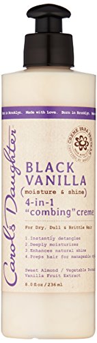 Carol's Daughter Black Vanilla Moisture & Shine 4-in-1 Combing Creme For Dry Hair and Dull Hair, with Sweet Almond Oil and Vanilla Fruit Extract