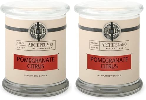 Archipelago Botanicals Bergamot Tobacco Soy Candle, 8.6 oz | Hand-Poured Premium Wax, Burns Approx. 60 Hours, Soy Candle in Glass Jar, 4.5 Inch