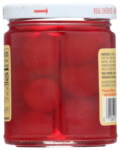 Reese Red Maraschino Cherries with Stem, 10-Ounces (Pack of 12)