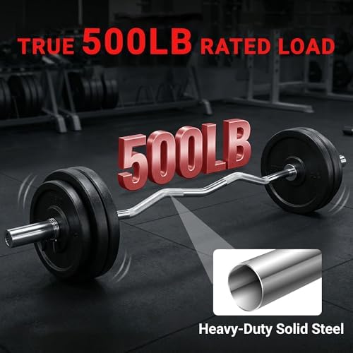 Everyday Essentials Olympic Super Curl Barbell Curl Bar, 48 inch (350 lb Weight Capacity)
