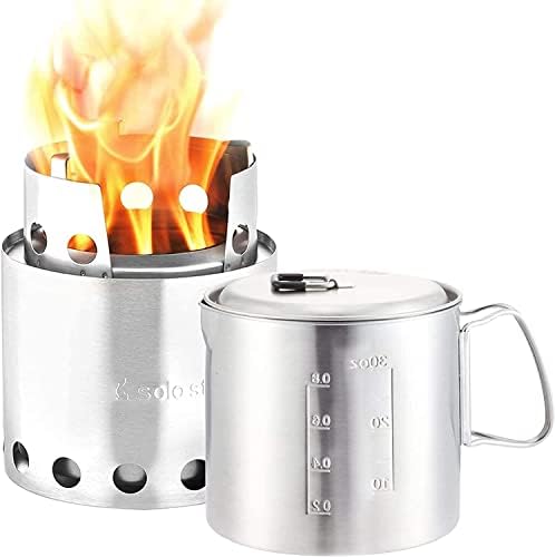 Solo Stove Lite & Pot 900 Set: Portable, Wood Burning Campstove + 900 ml Pot | Incl. Nylon Sack, For 1-2 People, 304 Stainless Steel