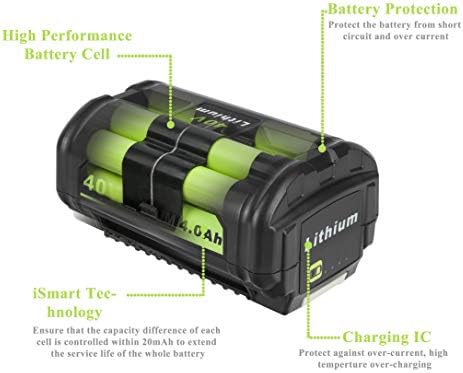 Replacement Battery for Ryobi 40v Battery OP4015 OP4050A OP4040 OP4050 Compatible with Ryobi 40V Cordless Power Tools, Capacity 4.0Ah