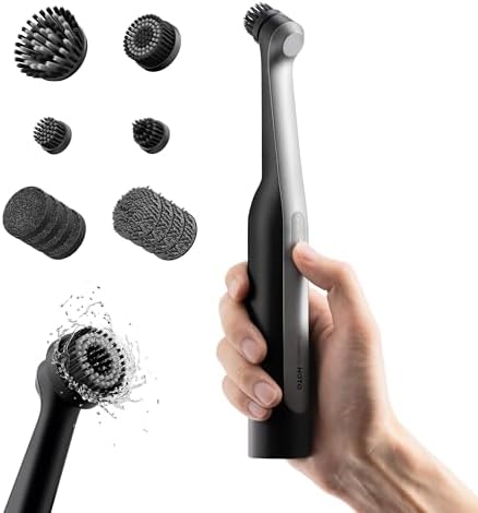 HOTO Wand™ Cordless Spin Scrubber, Electric Grout Brush, 12 Brush Heads | IPX7 Full Body Waterproof Bathroom Scrubber, Cleaning Brush for Grout