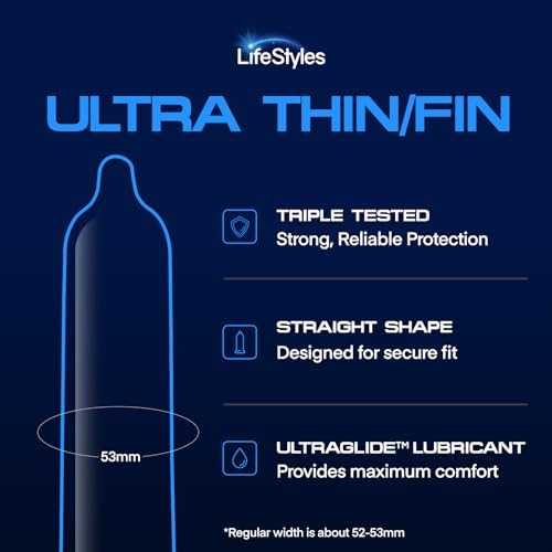 Lifestyles Ultra Thin Natural Rubber and Lubricated Latex Condoms Value Pack, 50 Count