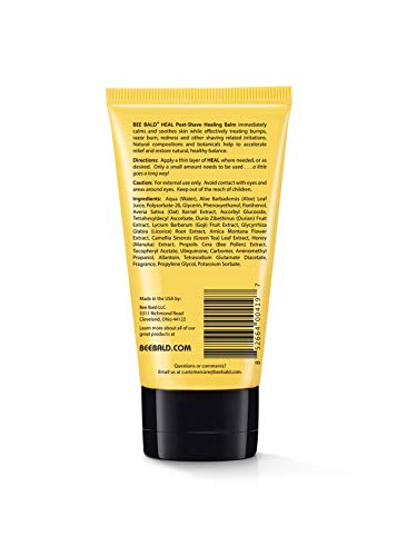 Bee Bald HEAL Aftershave for Men, Calm & Soothes, After Shave Balm, 2 fl oz | Immediately Calms & Soothes Irritated Skin. Treats Razor Burn, Redness, Bumps on Head or Face. Perfect For Sensitive Skin.