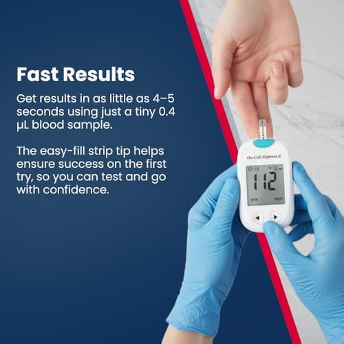 Blood Glucose Test Strips for Diabetes by On-Call Express, 50 Count, No Coding Needed, Quick Read in Seconds, Accurate Diabetic Blood Sugar Testing