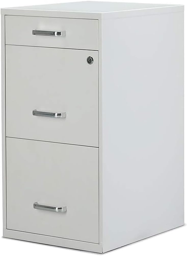 Staples 3-Drawer Vertical File Cabinet, Letter Size Documents, Lockable & Mobile, 18.9" D x 14.3" W x 26.9" H, White