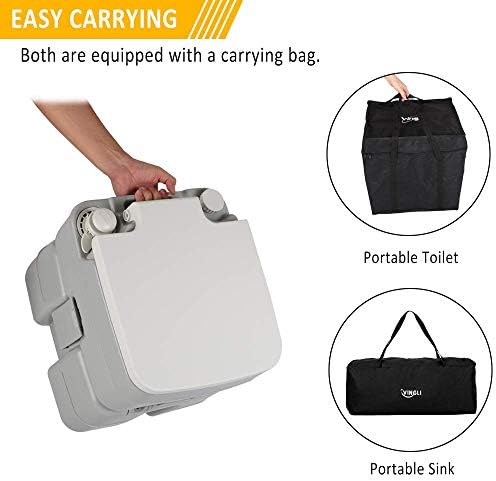 VINGLI Upgraded Portable Sink and Toilet Combo| Self-contained 5 Gal Hand Washing Station & 5.3 Gal Flushing Toilet