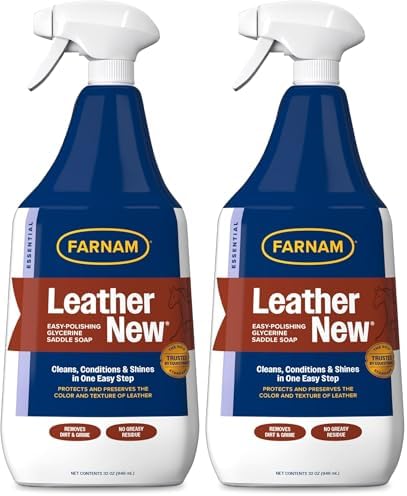 Farnam Leather New Easy-Polishing Glycerine Saddle & Leather Cleaner, 32 oz | Conditions Saddles and Leather Tack, Moisturizing, and Protects Against Moisture