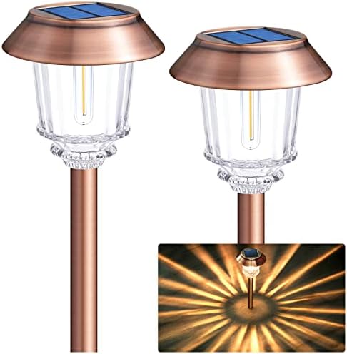 DenicMic Solar Pathway Lights Outdoor Garden Lights Glass Stainless Steel