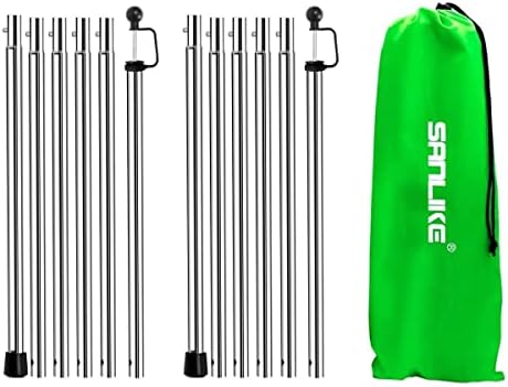 SANLIKE 2 Sets Tarp Poles 95in Telescoping Stainless Steel Tent Poles