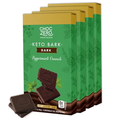 ChocZero 70% Cocoa Sugar Free Dark Chocolate Squares, Vegan, 4 Pack | No Sugar Alcohols, Keto, Low Carb, High Fiber, Gluten Free, 32 Total Candy Squares