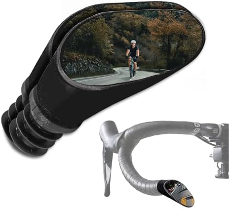 Drop Bar Bike Mirrors - Pair of Road Bike Mirrors for Drop Handlebars - Bar End Bicycle Mirrors Set, Swiss-Made (Black, Pair)