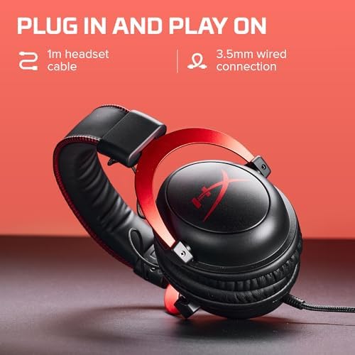 HyperX Cloud II Gaming Headset - 7.1 Surround Sound - Memory Foam Ear Pads - Durable Aluminum Frame - Multi Platform Headset - Works with PC, PS4, PS4 PRO, Xbox One, Xbox One S - Red (KHX-HSCP-RD) | 7.1 Surround Sound, Memory Foam Ear Pads, Durable Alumi…