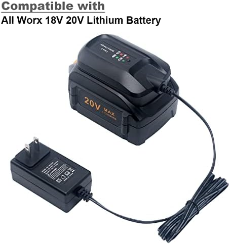 Lasica Replacement for Worx Battery Charger 20V WA3742 Compatible with Worx 20V Lithium Battery WA3520 WA3525 WA3578 WA3575 WA3522 WA3732 WA3770
