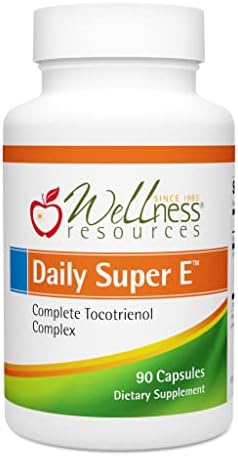 Wellness Resources Daily Super E Tocotrienol Complex - Full Spectrum Vitamin E with Delta, Gamma & Alpha Tocotrienols for Antioxidant Protection, Soy-Free, Natural Source, Non-GMO (180 Caps)