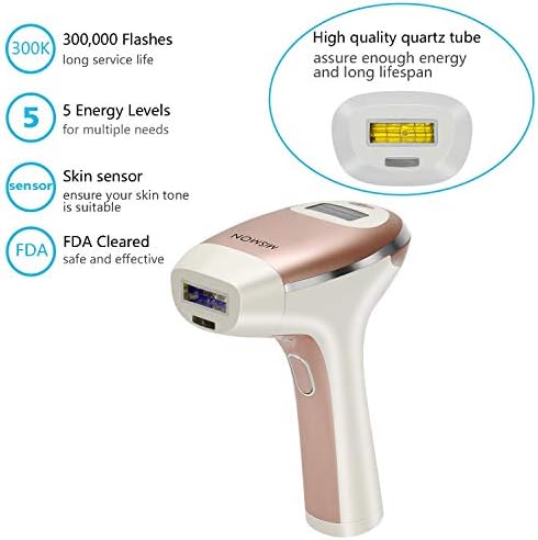 IPL Hair Removal for Women, MiSMON Permanent Laser Hair Removal Device for Body, Bikini, 300,000 Flashes with Safe Skin Tone Sensor