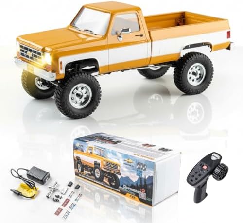 FMS 1/18 FCX18S Chevy K10 S RC Crawler RTR with License Red, RC Pickup Truck 4x4 Chevy Hobby Grade 2-Speed Transmission Monster Truck for Adults with Led Light (red)