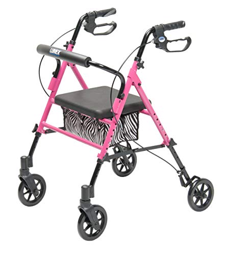 Lumex Set n' Go Rollator, Height-Adjustable, Rolling Walkers for Seniors with Seat, Silver