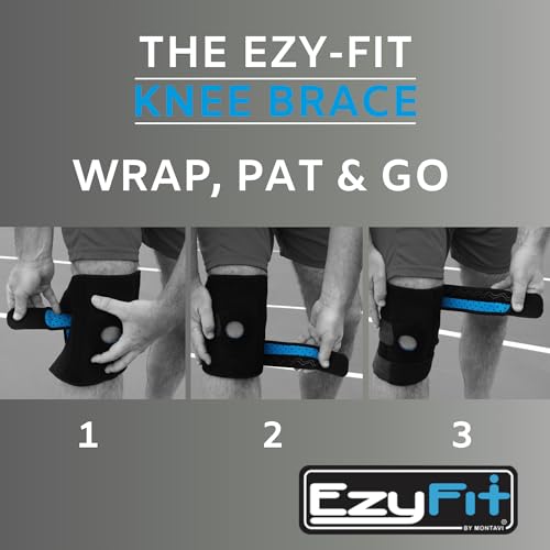 EzyFit Knee Brace - Adjustable Support for Arthritis, ACL Meniscus Tear & Knee Pain Relief or Injury Recovery - Plus Dual Side Stabilizers for Men & Women - Large Size - 14" - 17"