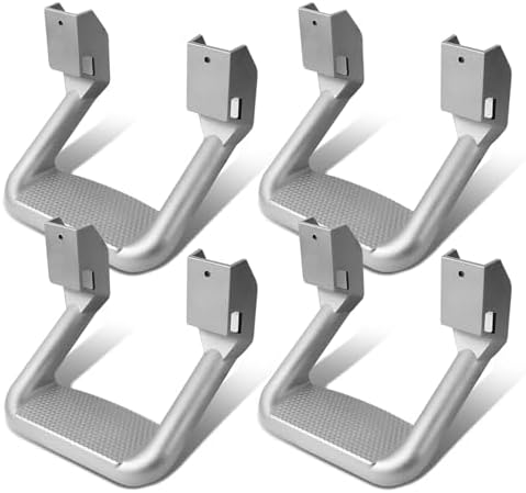 DNA MOTORING Pair Aluminum Side Hoop Steps Universal Side Step Compatible With Chevy GMC Dodge Pickup Trucks SUVs, 11"L x 6"H x 12"W, 2 Pcs, Silver, SSTEP-SS