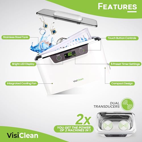 Ultrasonic Cleaner, Professional Ultrasonic Jewelry Cleaner for Diamond Ring, Silver, Gold, Earrings, Necklaces, Glasses, Denture, Retainer, Cpap