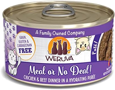 Weruva Classic Cat Paté, Meal or No Deal! with Chicken & Beef, 3oz Can (Pack of 12)