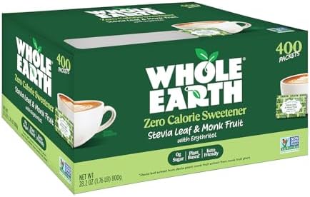 Whole Earth Sweetener Co. NATURE SWEET Stevia & Monk Fruit Sweetener, Erythritol Sweetener, Sweet Leaf Stevia Packets, Sugar Substitute, Natural Sweetener, 80 Count