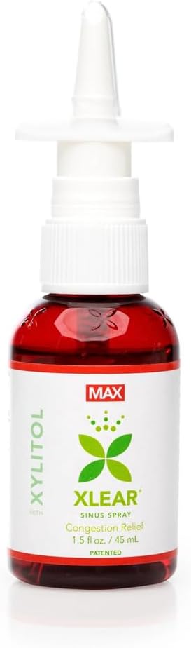 Xlear Max Natural Nasal Spray with Xylitol, 1.5 fl oz (Pack of 4) | Strong Formula with Capsicum and Aloe Vera for Servere Sinus Pressure Relief, Nasal Decongestant, Headache, Dry Nose