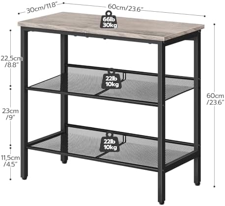 HOOBRO End Table, 3-Tier Narrow Side Table, Nightstand with 2 Flat or Slant Adjustable Shelves for Small Spaces, Hallway, Living Room, Bedroom, Sturdy