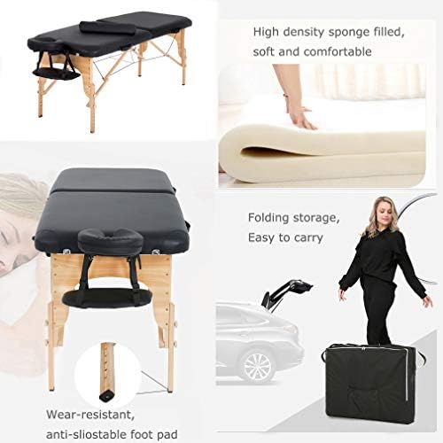 FDW Massage Table 28In Wide Height Adjustable Spa Table with Half Bolster Oxford Cloth Backpack for Spa Footmassage Facial CareSpa Tattoo